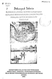 Petunjuk Teknis Budidaya Udang Rotris (Litopenaeus Stylirostris) Berwawasan Lingkungan Dengan Sistem Resirkulasi Tertutup